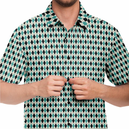 Tile Pattern Short Sleeve Button Down Shirt - AOP