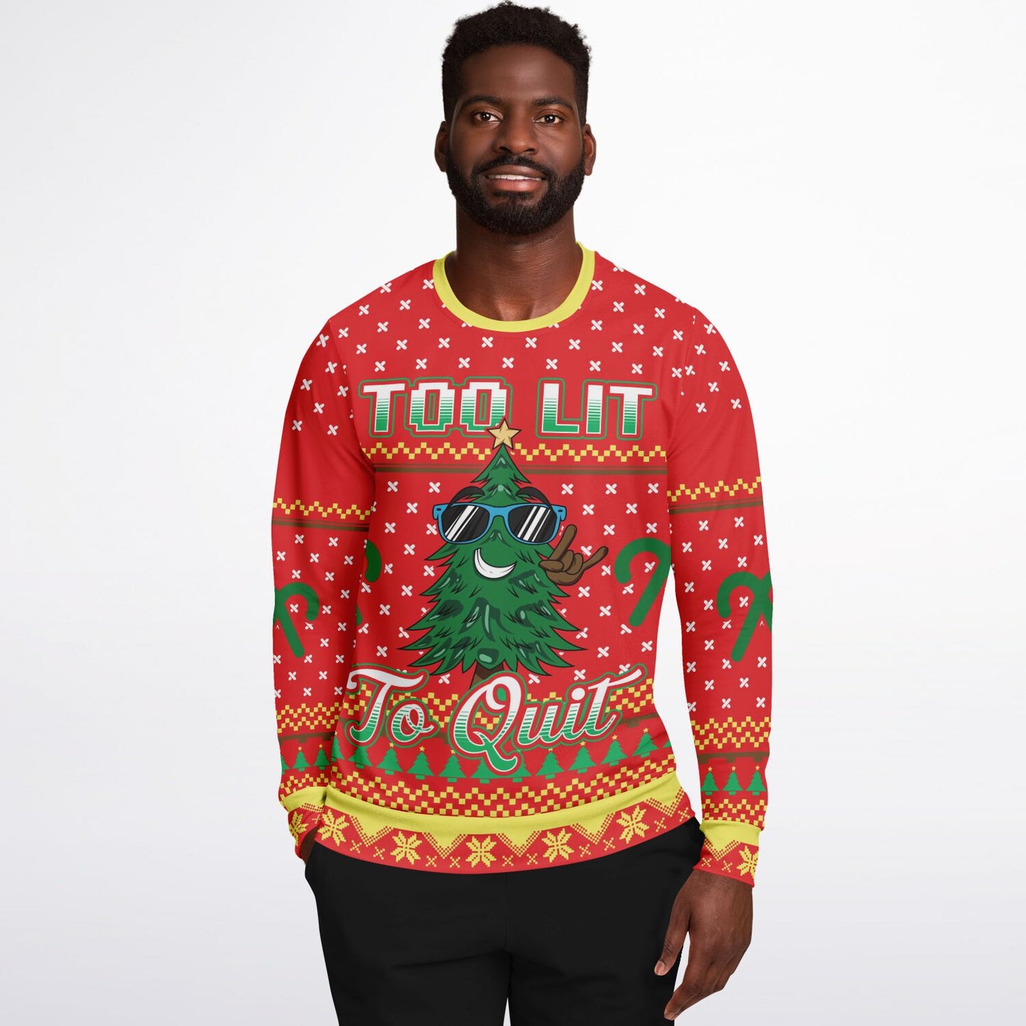 Too Lit To Quit Funny Christmas Sweatshirt