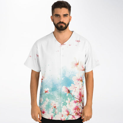 "I Know" Light Floral Pattern Baseball Jersey - AOP