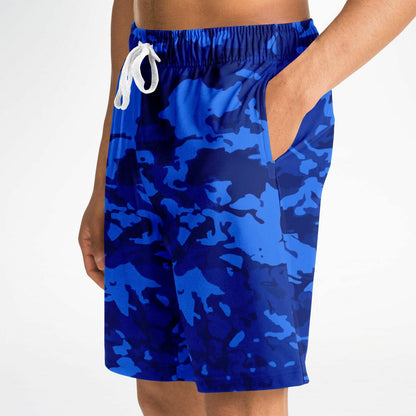Blue Camo Pattern Long Shorts