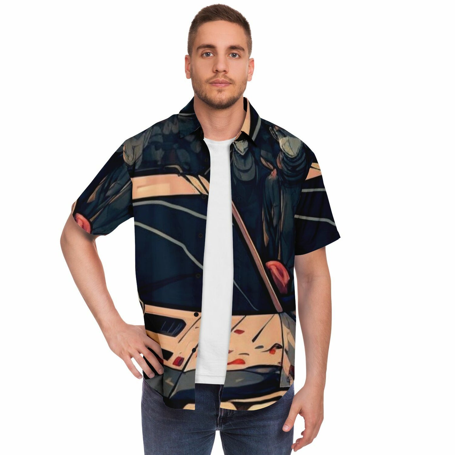 Japanese Illustration JDM Art Short Sleeve Button Down Shirt - AOP