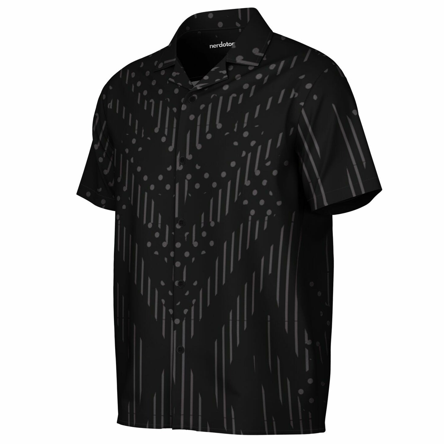 Minimalistic Black Pattern Spread Collar Shirt