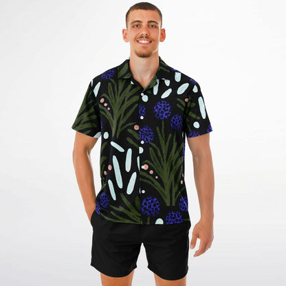Floral Pattern Spread Collar Short Sleeve Shirt