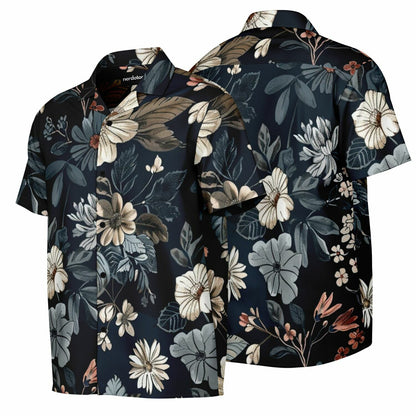 Floral Navy Spread Collar Short Sleeve Shirt