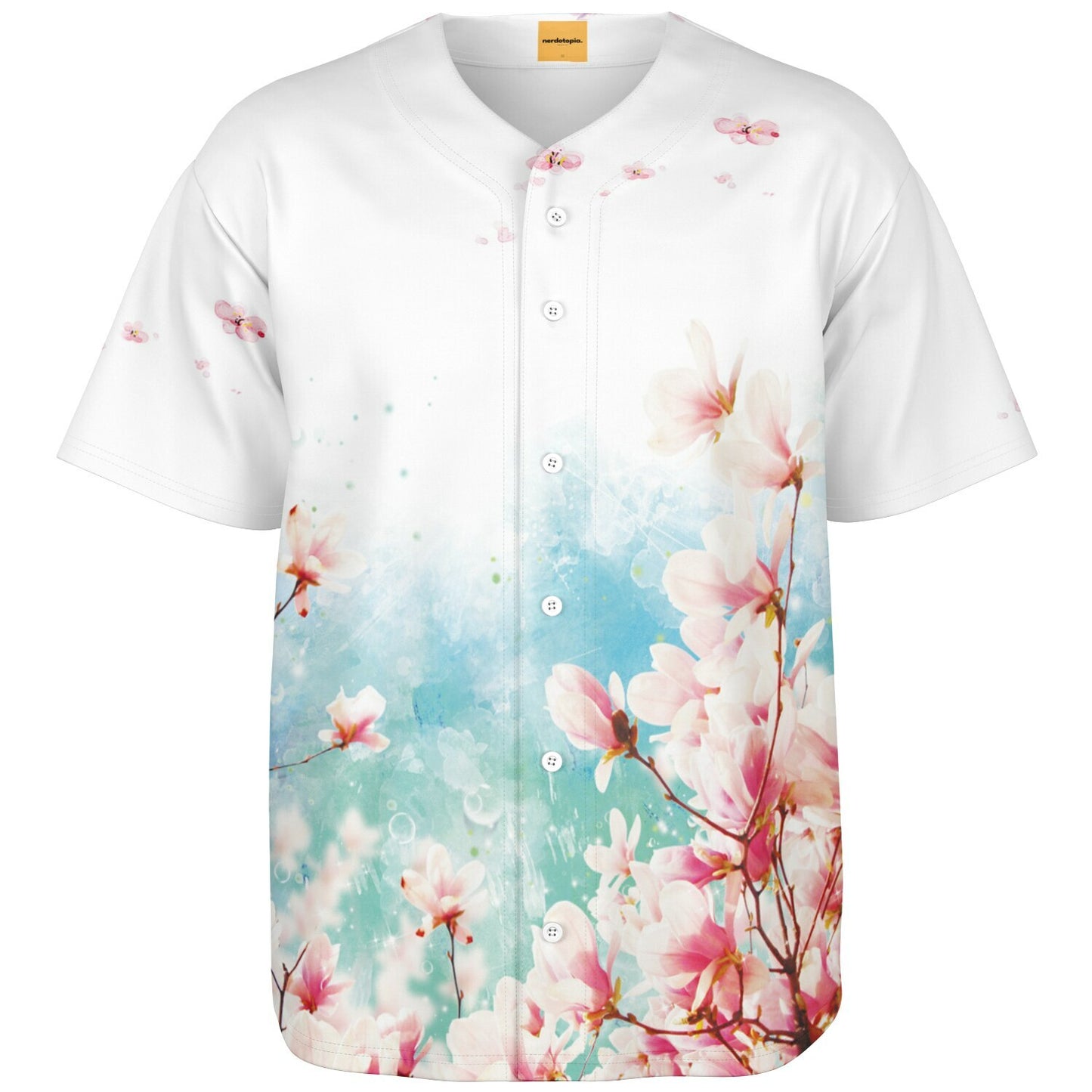 "I Know" Light Floral Pattern Baseball Jersey - AOP