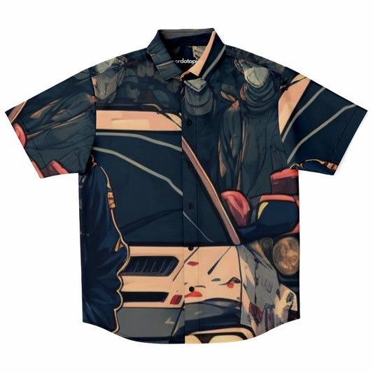 Japanese Illustration JDM Art Short Sleeve Button Down Shirt - AOP