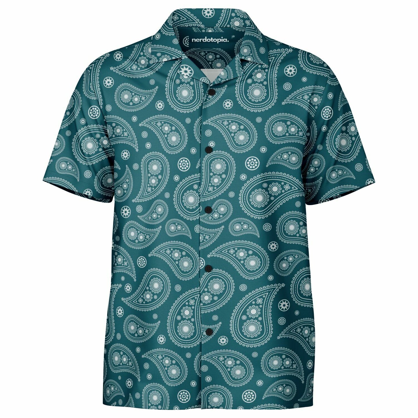 Paisley Pattern Spread Collar Short Sleeve Shirt