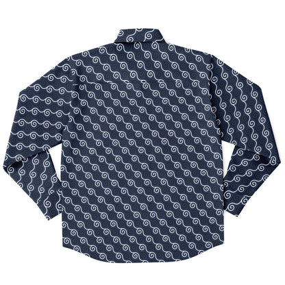 Linen Texture Print Long Sleeve Button Down Shirt - AOP