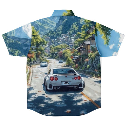 GTR in Japanese Mountains Short Sleeve Button Down Shirt - AOP