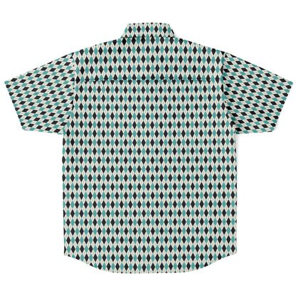 Tile Pattern Short Sleeve Button Down Shirt - AOP