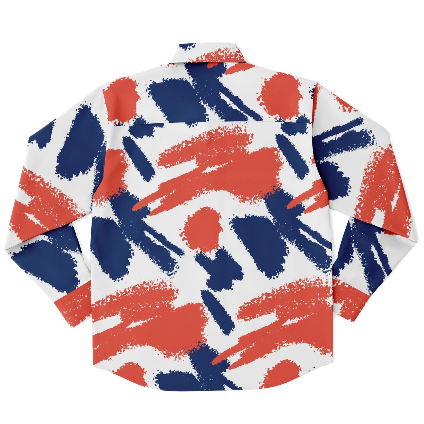 Red and Blue Brushstroke Long Sleeve Button Down Shirt - AOP