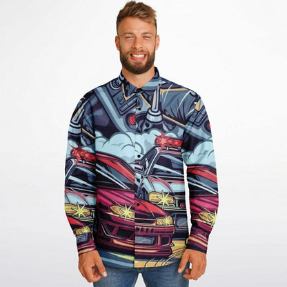 Silvia Illustration Long Sleeve Button Down Shirt - AOP