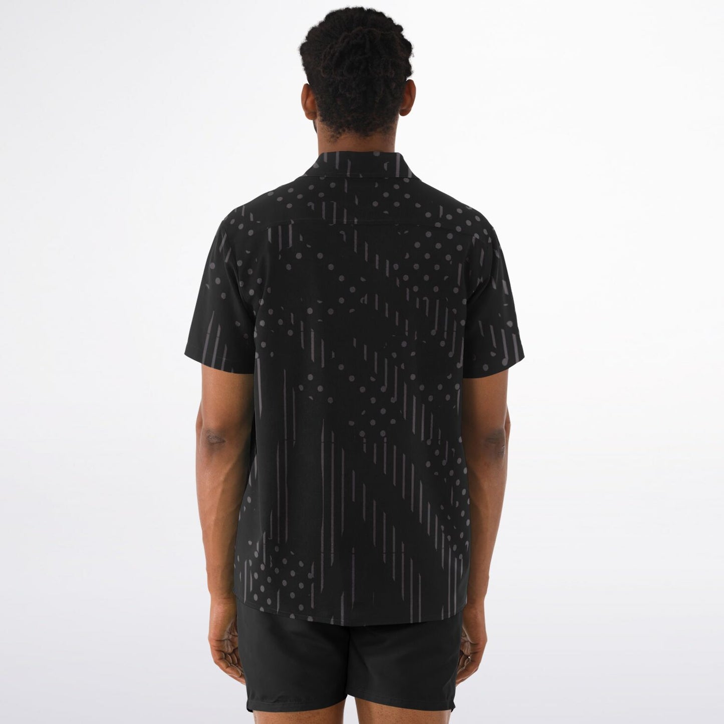 Minimalistic Black Pattern Spread Collar Shirt