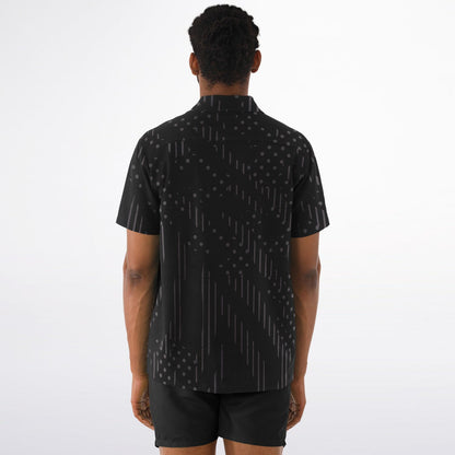 Minimalistic Black Pattern Spread Collar Shirt
