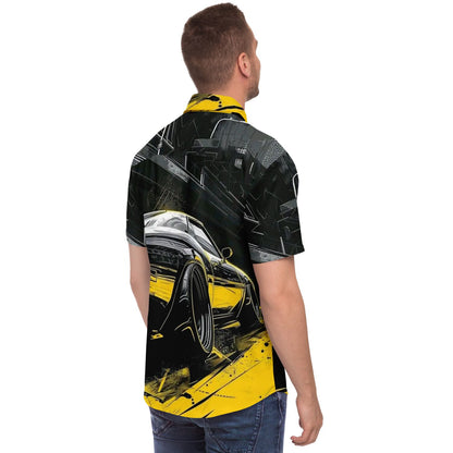 American Muscle Illustration Short Sleeve Button Down Shirt - AOP