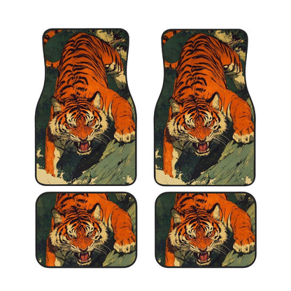 Tiger Illustration Automotive Floor Mats – Bold Wildlife-Inspired Car Interior Accessory
