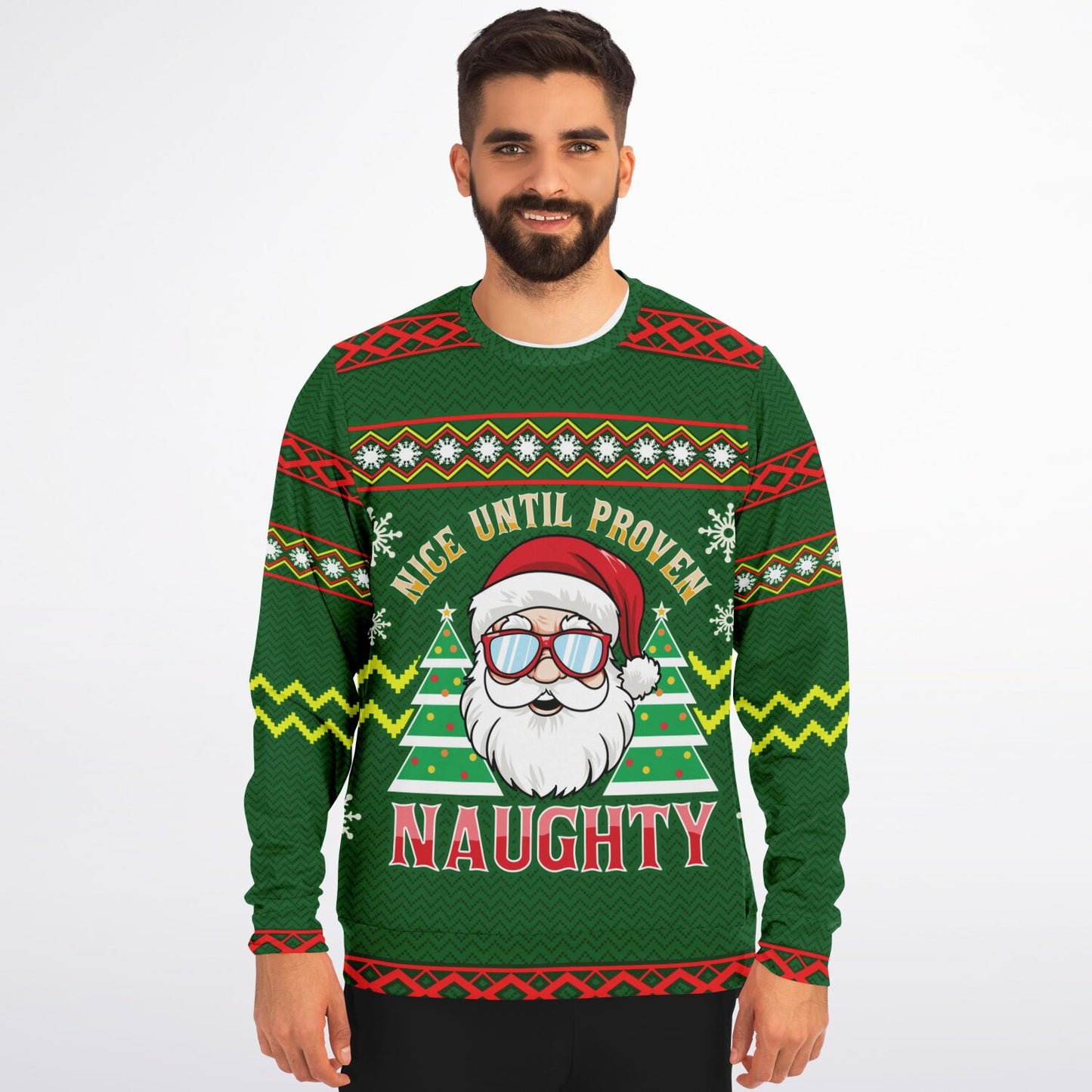 “Nice Until Proven Naughty” Santa Christmas Sweatshirt