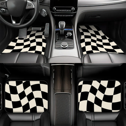 F1 Checkered Pattern Automotive Floor Mats
