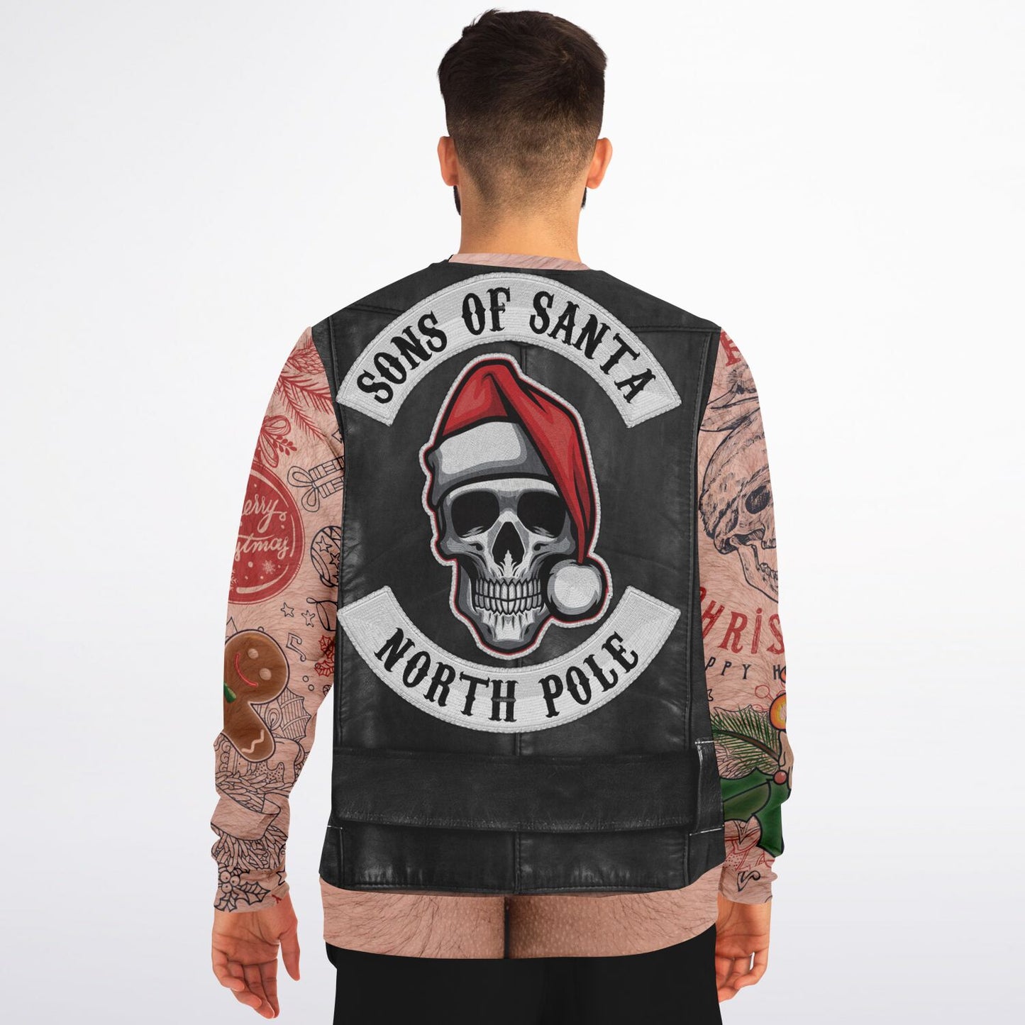 Sons of Santa Biker Leather Jacket Printed Sweatshirt