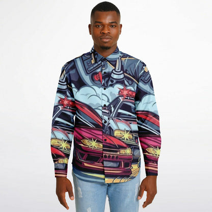 Silvia Illustration Long Sleeve Button Down Shirt - AOP