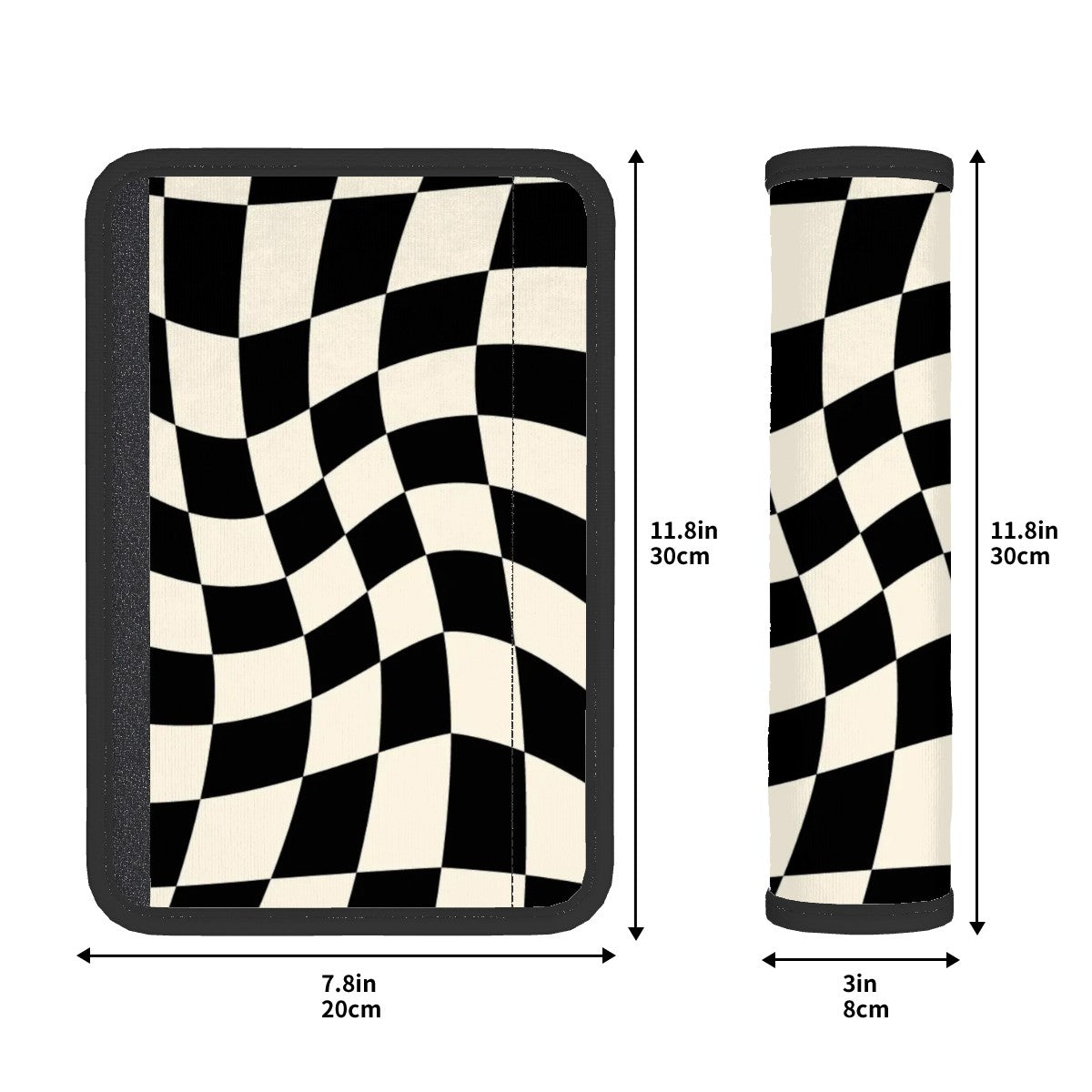 Checkered Flag Seat Belt Cover Pad For Adults 2 Pcs