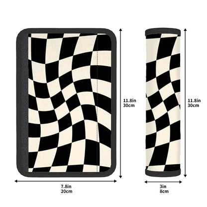 Checkered Flag Seat Belt Cover Pad For Adults 2 Pcs