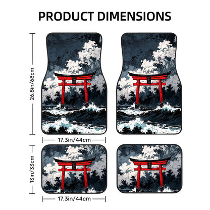 Japanese Inspired Artwork Automotive Floor Mats
