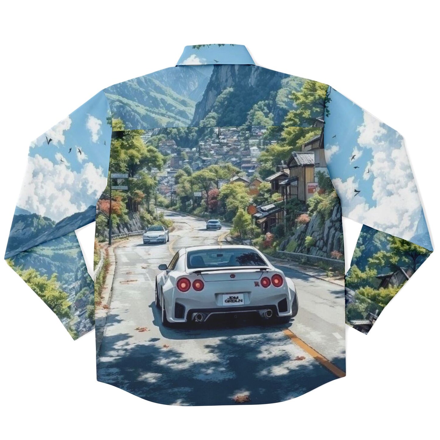 GTR in Japanese Mountain Long Sleeve Button Down Shirt - AOP