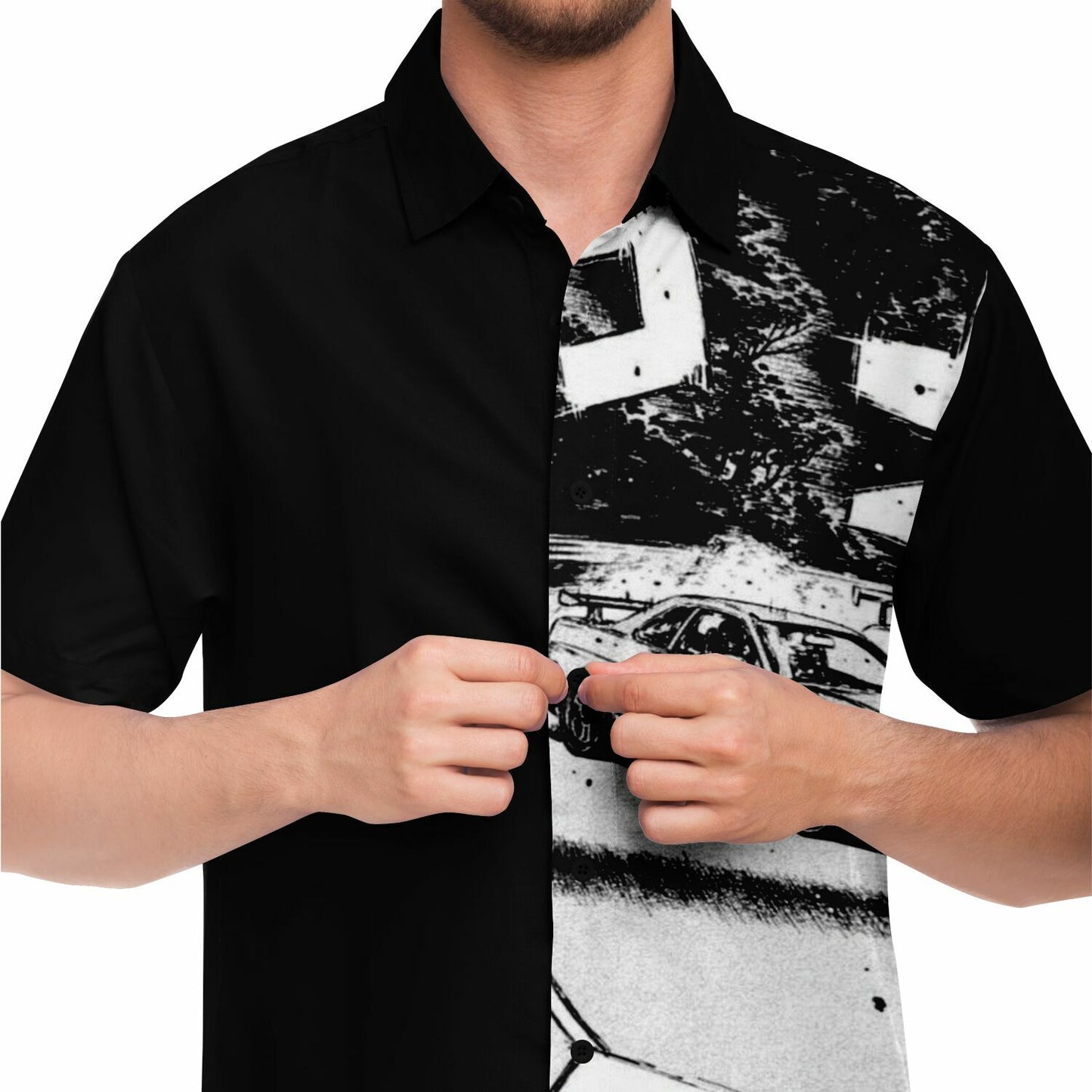 BW JDM Art Short Sleeve Button Down Shirt - AOP