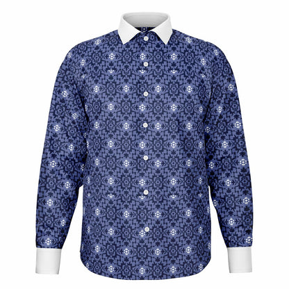 Purple Floral Seamless Pattern Long Sleeve Button Down Shirt - AOP