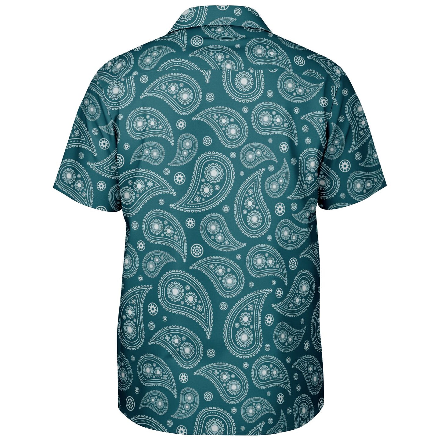 Paisley Pattern Spread Collar Short Sleeve Shirt