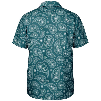Paisley Pattern Spread Collar Short Sleeve Shirt