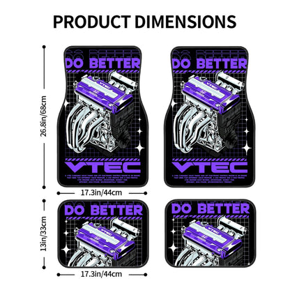 Vtec engine illustration car floor mats size chart image.