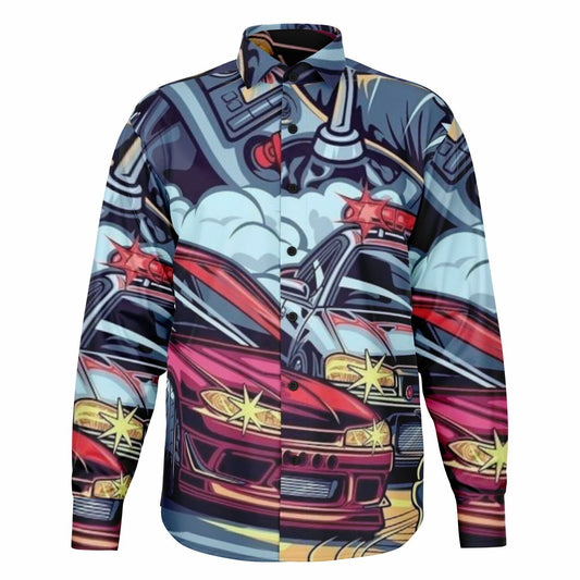 Silvia Illustration Long Sleeve Button Down Shirt - AOP