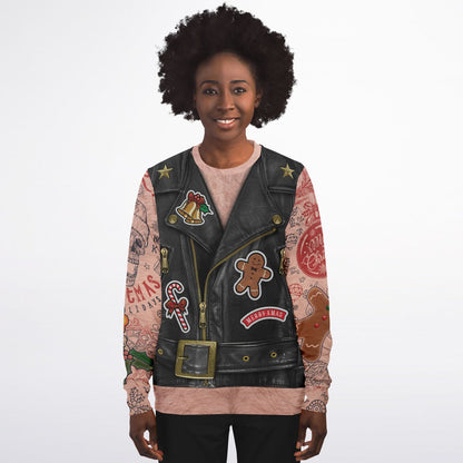 Sons of Santa Biker Leather Jacket Printed Sweatshirt