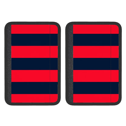 Red Blue Stripes Seat Belt Cover Pad 2 Pcs