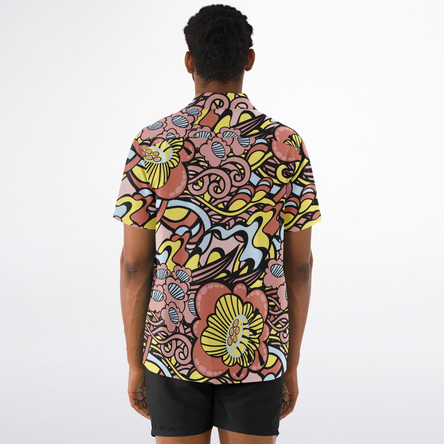 Floral Abstract Spread Collar Short Sleeve Shirt