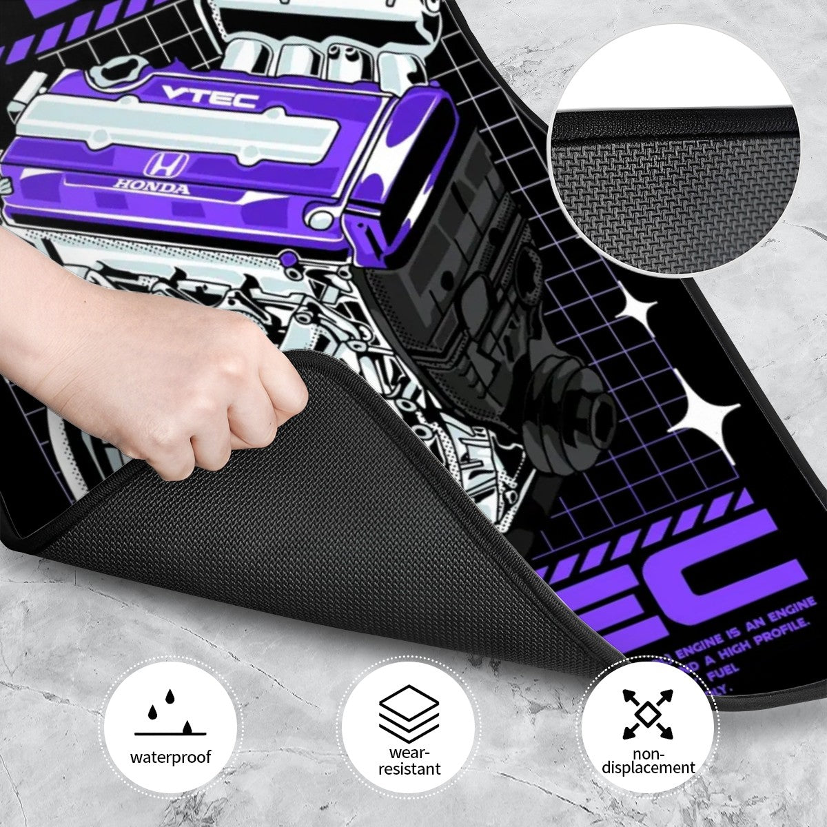 VTEC Engine Illustration Automotive Floor Mats