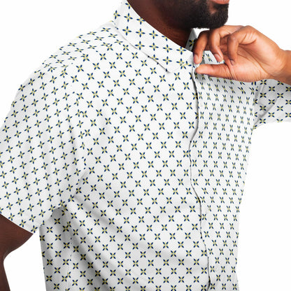 Geometric Pattern Short Sleeve Button Down Shirt - AOP