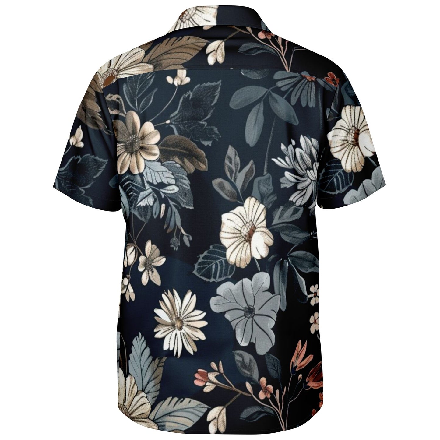 Floral Navy Spread Collar Short Sleeve Shirt