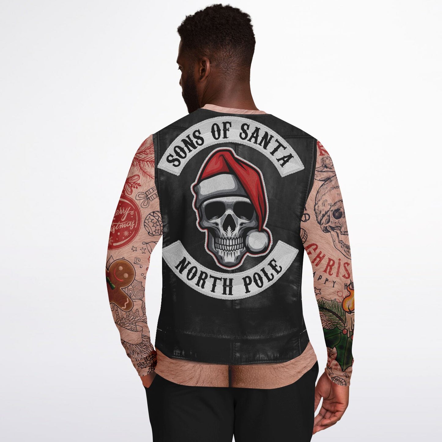 Sons of Santa Biker Leather Jacket Printed Sweatshirt