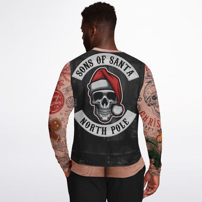 Sons of Santa Biker Leather Jacket Printed Sweatshirt