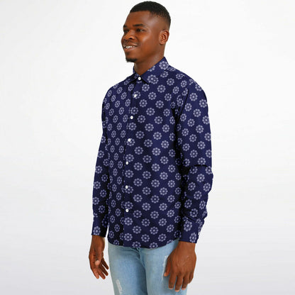 Seamless Circle Pattern Long Sleeve Button Down Shirt - AOP