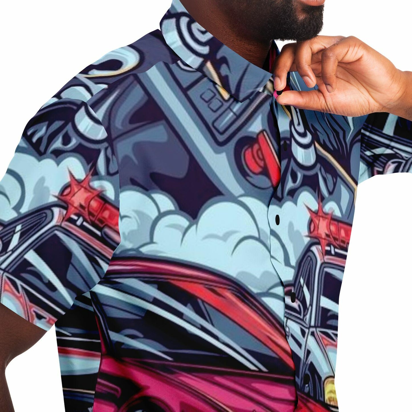 Silvia Illustration Short Sleeve Button Down Shirt - AOP