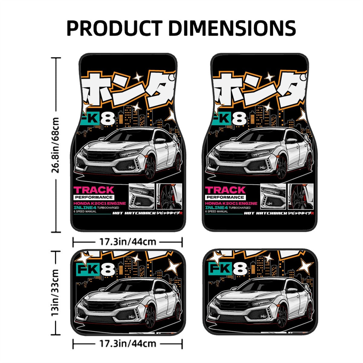 FK8 Civic Illustration Automotive Floor Mats