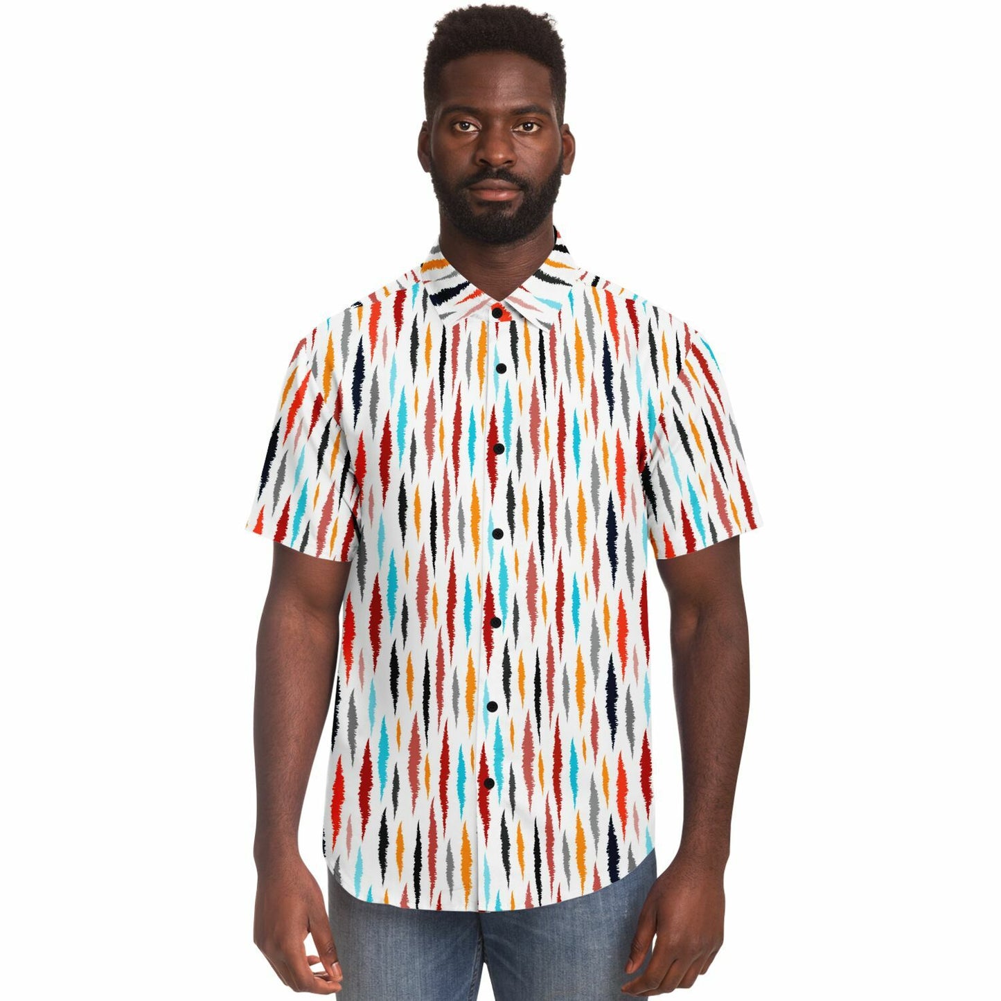 Colored Seamless Pattern Short Sleeve Button Down Shirt - AOP