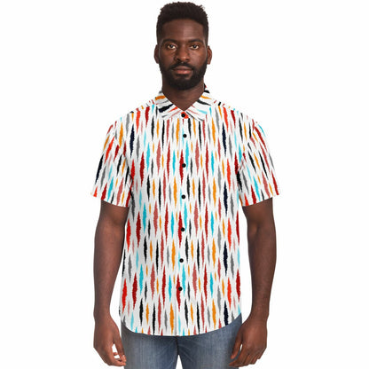 Colored Seamless Pattern Short Sleeve Button Down Shirt - AOP