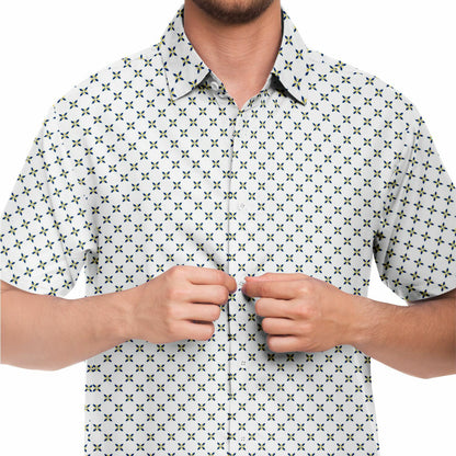 Geometric Pattern Short Sleeve Button Down Shirt - AOP