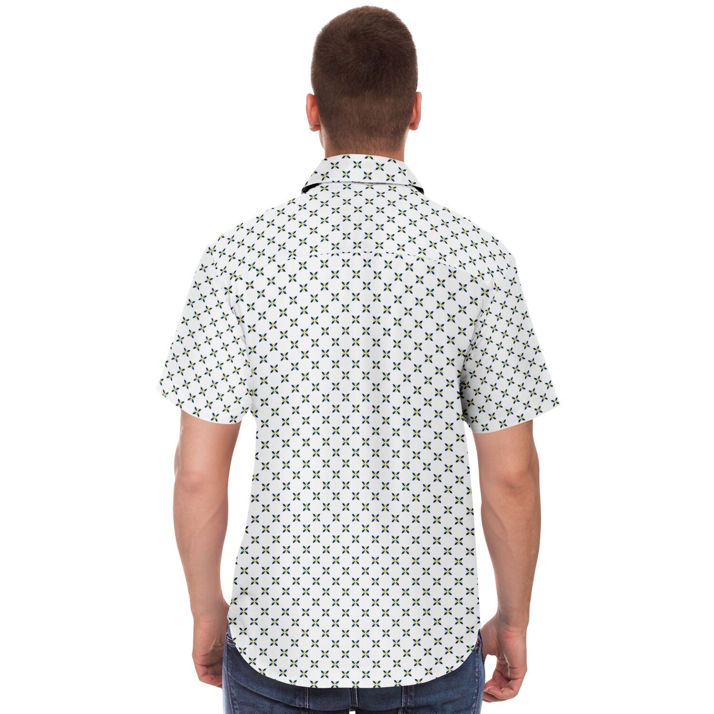 Geometric Pattern Short Sleeve Button Down Shirt - AOP