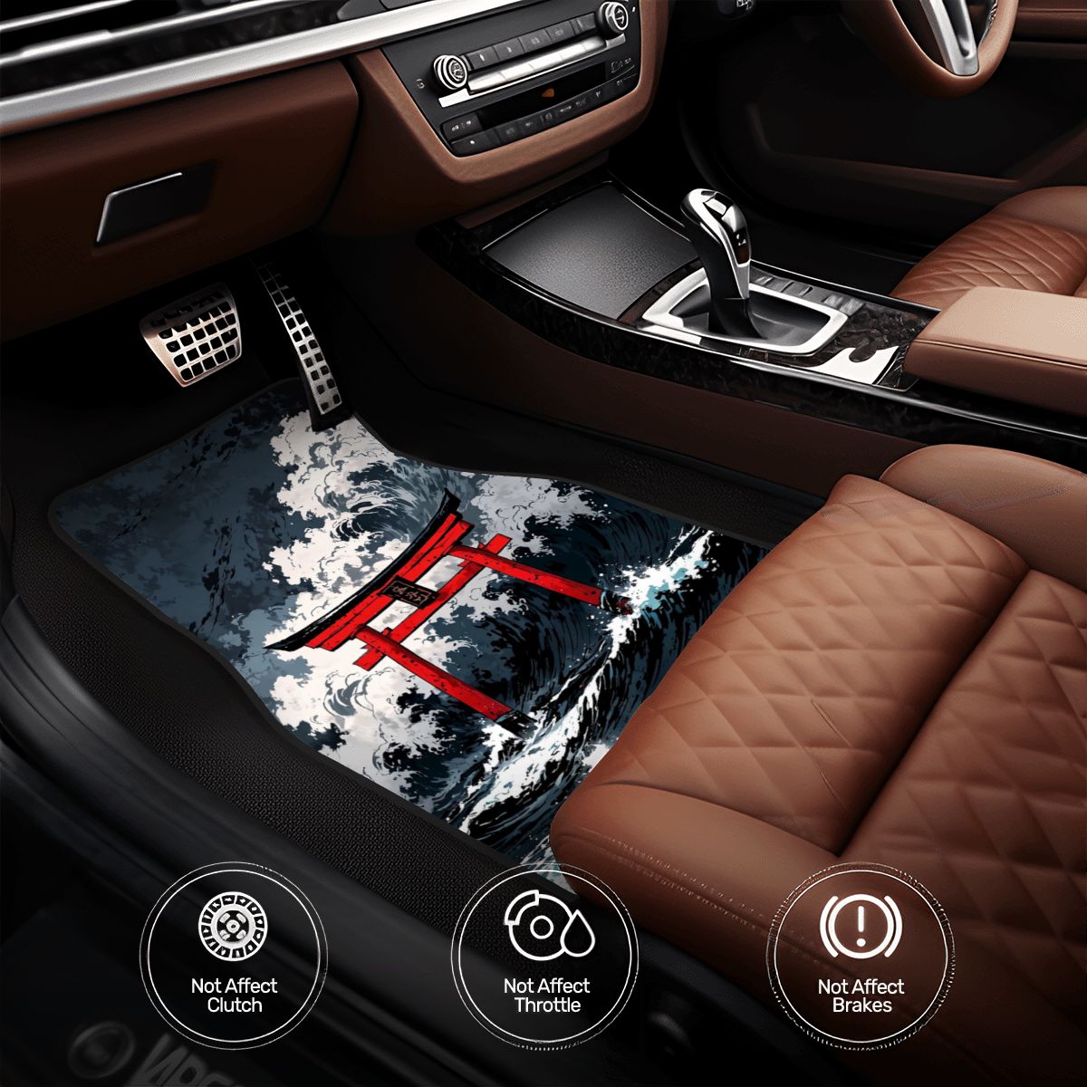 Japanese Inspired Artwork Automotive Floor Mats